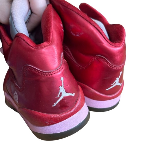 Girls Nike Air Jordan 5 Retro  Valentines Day RED Grape Fire Red PINK - Picture 8 of 8
